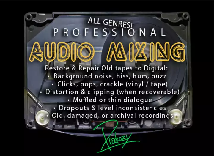 🔊 Audio Restoration & Repair – Fix Noise, Distortion, Damaged Audio, Archival, historical, or sentimental audio