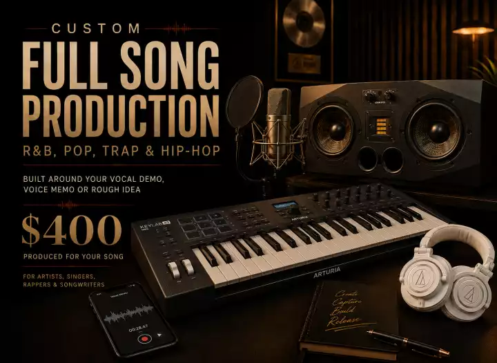 I will produce a full R&B, Pop, Trap or Hip-Hop song around your vocal demo.