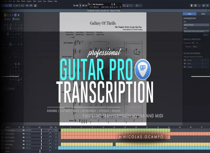 I will do tab transcription of any song or solo in guitar pro