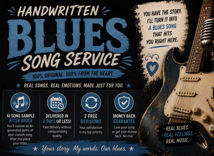 I WILL HAND WRITE CUSTOM BLUES SONG LYRICS PLUS INCLUDE FREE DEMO SONG