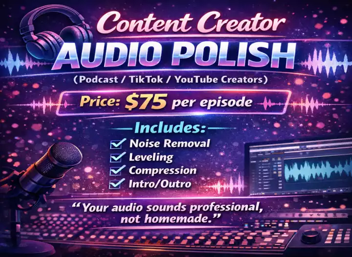 I will professionally clean, mix, and polish your podcast or YouTube audio.