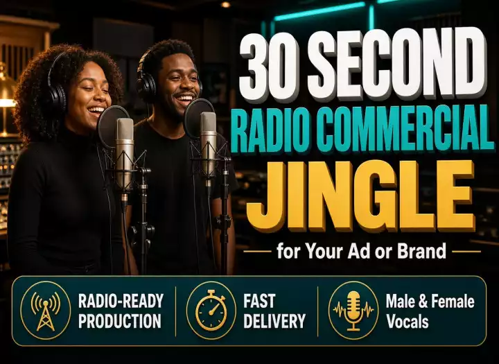 I will Produce a 30 second radio commercial jingle for your ad or brand