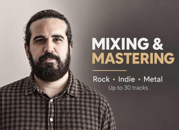 I will mix and master your rock, indie or metal song — up to 30 tracks