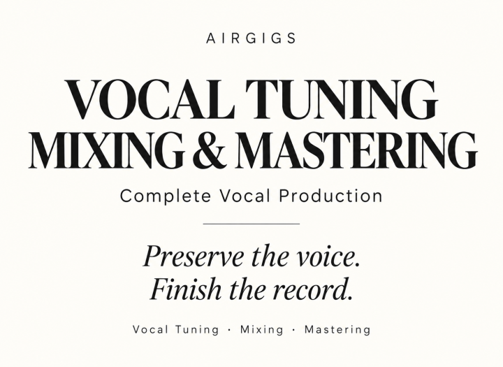 Natural Vocal Tuning, Vocal Mixing & Mastering