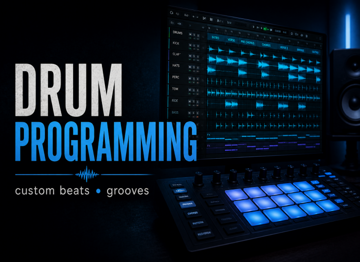 I will create custom drum programming and realistic drum tracks for your music