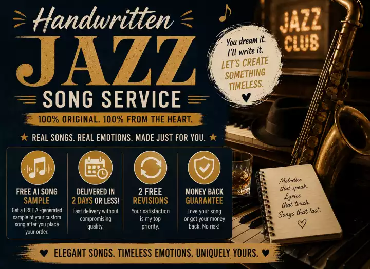 I WILL HAND WRITE CUSTOM JAZZ SONG LYRICS PLUS INCLUDE FREE DEMO SONG