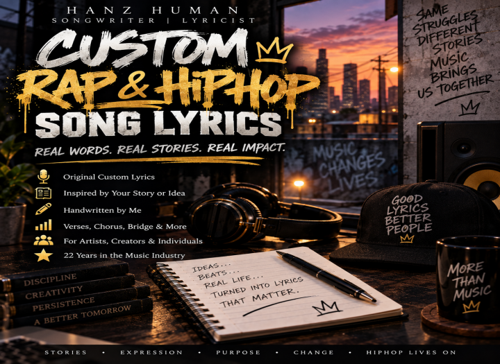 I Will Write Original Custom Rap or Hip-Hop Lyrics for Your Song