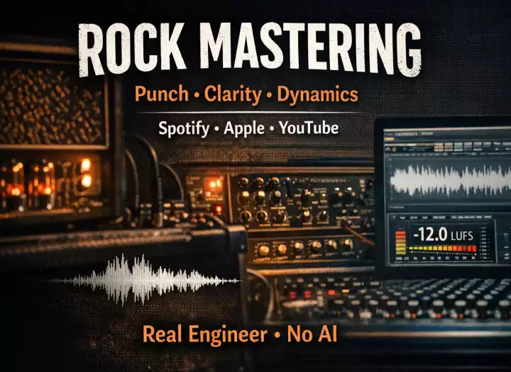 I will create a loud, clean, rock ready master for your song