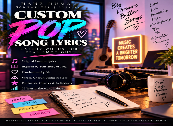 I Will Write Catchy Original Custom Pop Song Lyrics
