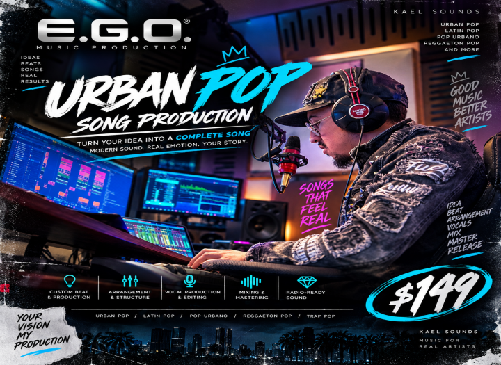 Urban Pop Song Production | Urban Pop Producer | Latin Pop, Pop Urbano, Reggaeton Pop | Custom Beat, Instrumental, Arrangement, Vocal Production, Mixing & Mastering | Original Sound