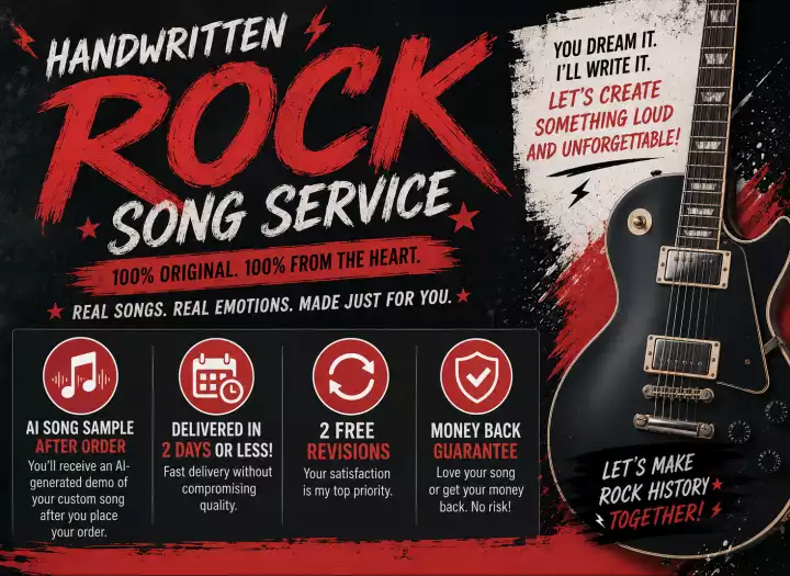 I WILL HAND WRITE CUSTOM ROCK SONG LYRICS PLUS INCLUDE FREE DEMO SONG