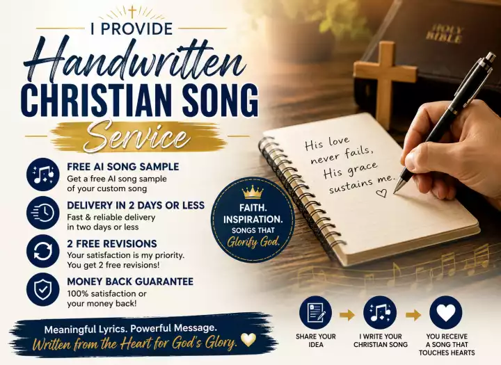 I WILL HAND WRITE CUSTOM CHRISTIAN SONG LYRICS PLUS INCLUDE FREE DEMO SONG