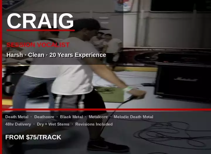 Professional Extreme Metal Session Vocals | Harsh Screaming, Death Growls & Clean Singing | 20 Years Experience | 48hr Delivery | Dry + Wet Stems Included