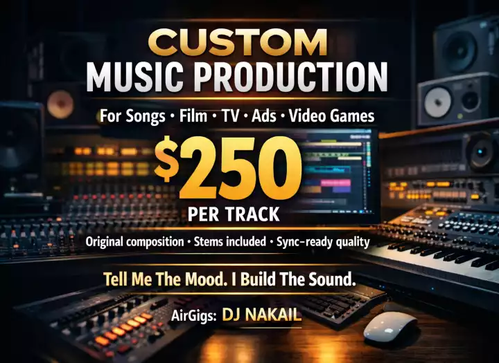 I will produce original music for songs, film, TV, ads, and video games