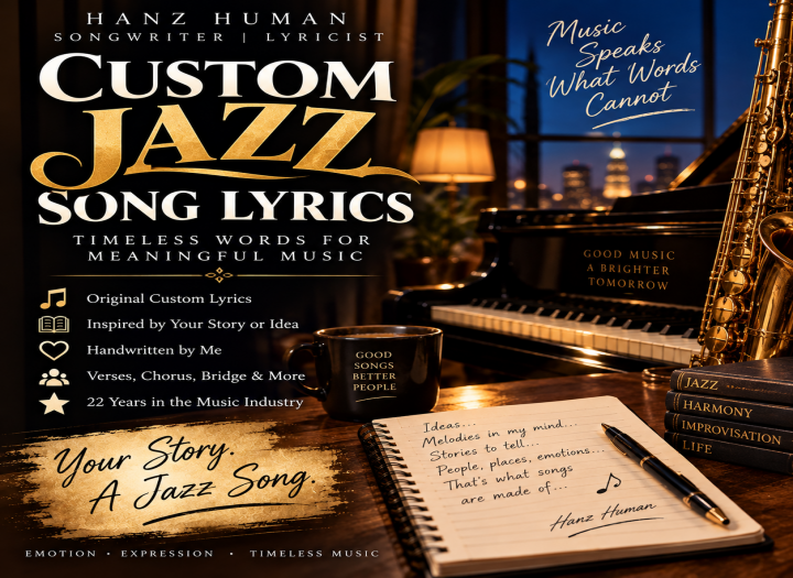 I Will Write Original Custom Jazz Song Lyrics for Your Music or Story