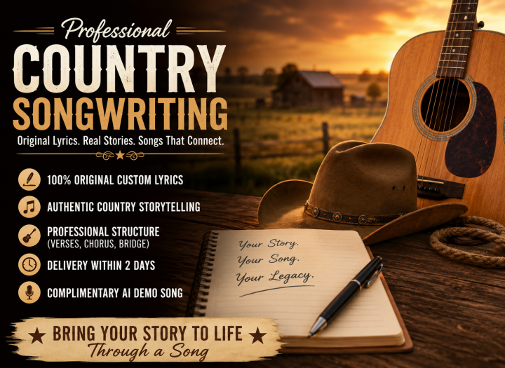 I WILL HAND WRITE CUSTOM SONG LYRICS IN ANY GENRE PLUS INCLUDE FREE DEMO SONG