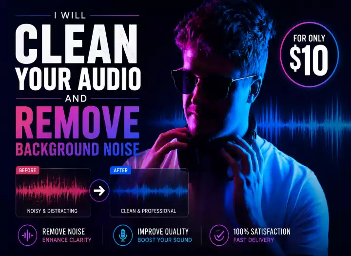I will clean your audio and remove background noise