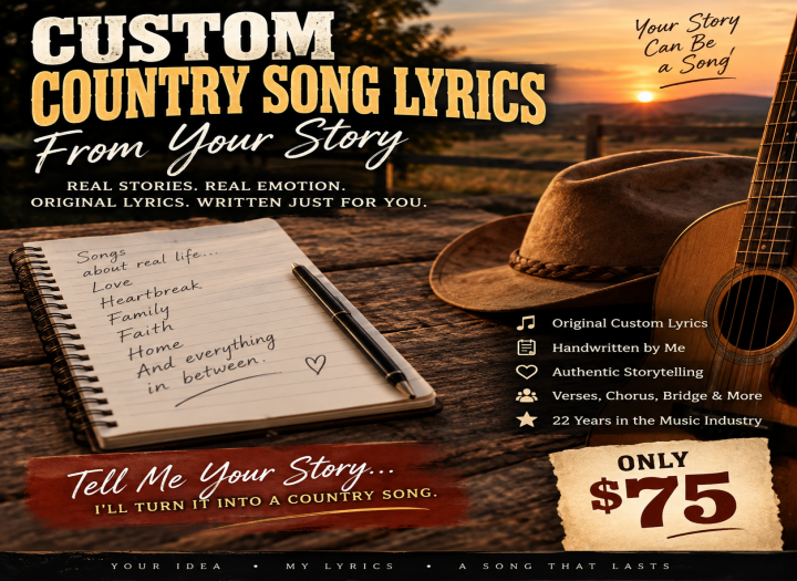 I Will Write Original Custom Country Song Lyrics From Your Story