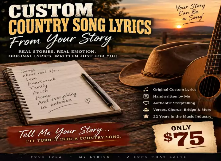 I Will Write Original Custom Country Song Lyrics From Your Story