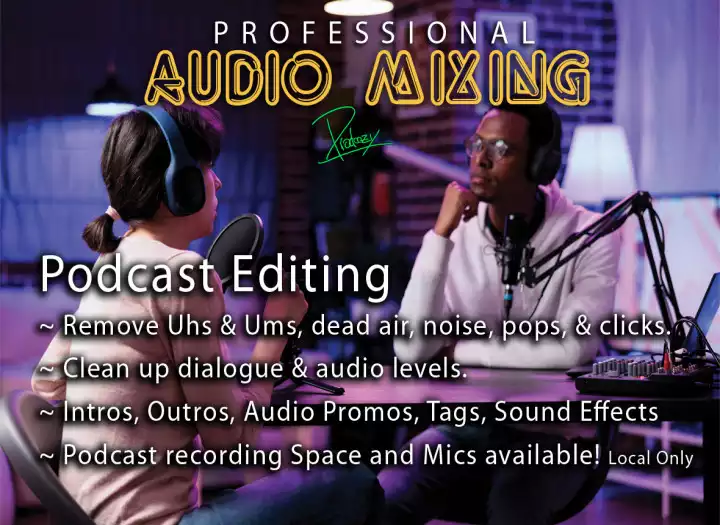 Professional Podcast Editing. Worldwide Remote Service. Intros, Outros, SFXs • Remove Uhs & Ums • Dialogue Polish