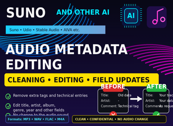 I Will Clean and Edit Metadata in Suno, Udio and Other AI Audio Files